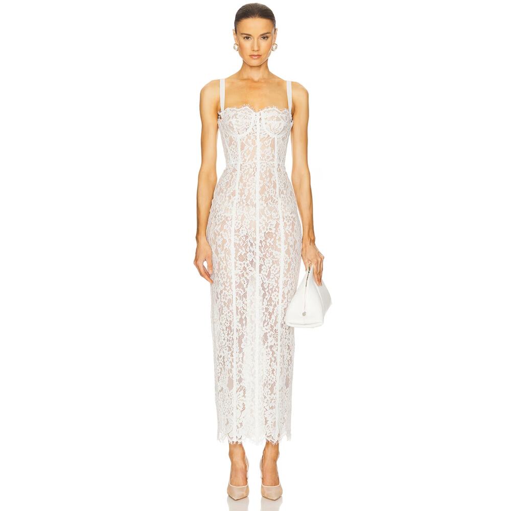 Helsa The Lace Column Dress White - Picture 5 of 16